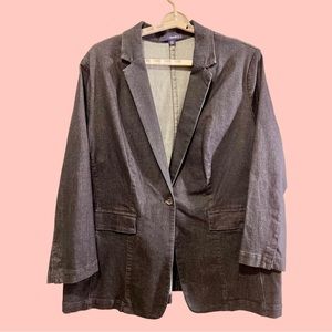 Roaman’s Denim 24/7✨Blue Denim Boyfriend Blazer✨Plus Size 24W✨Office✨Timeless✨